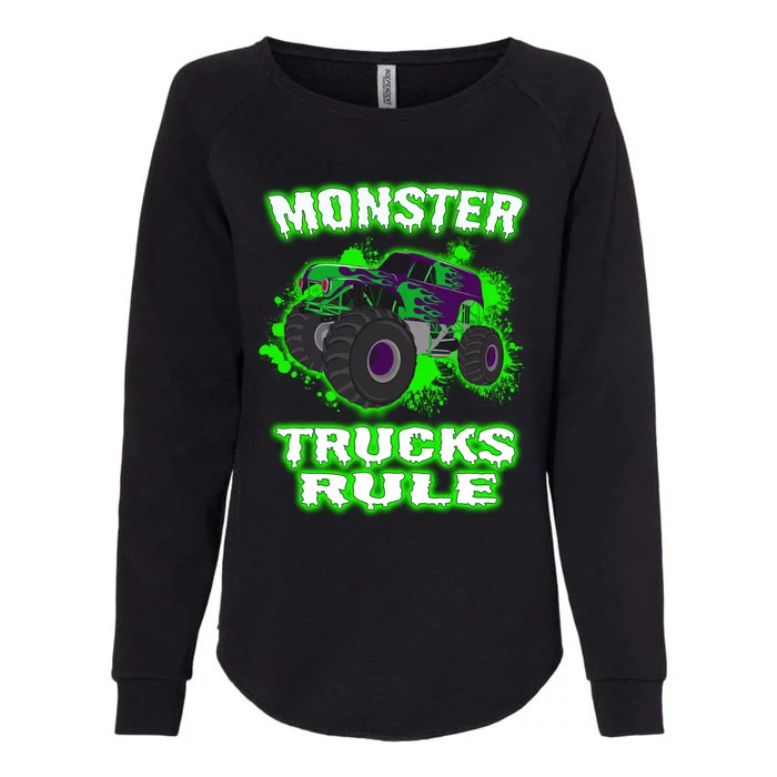 Awesome Monster Trucks Rule Womens California Wash Sweatshirt