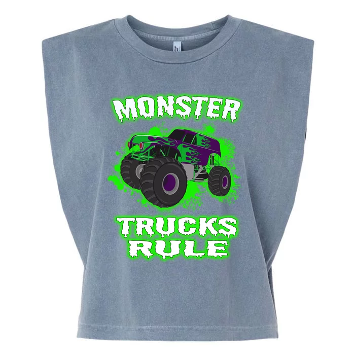 Awesome Monster Trucks Rule Garment-Dyed Women's Muscle Tee