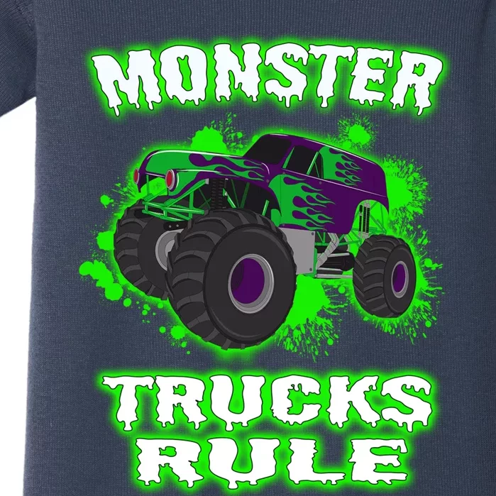 Awesome Monster Trucks Rule Baby Bodysuit