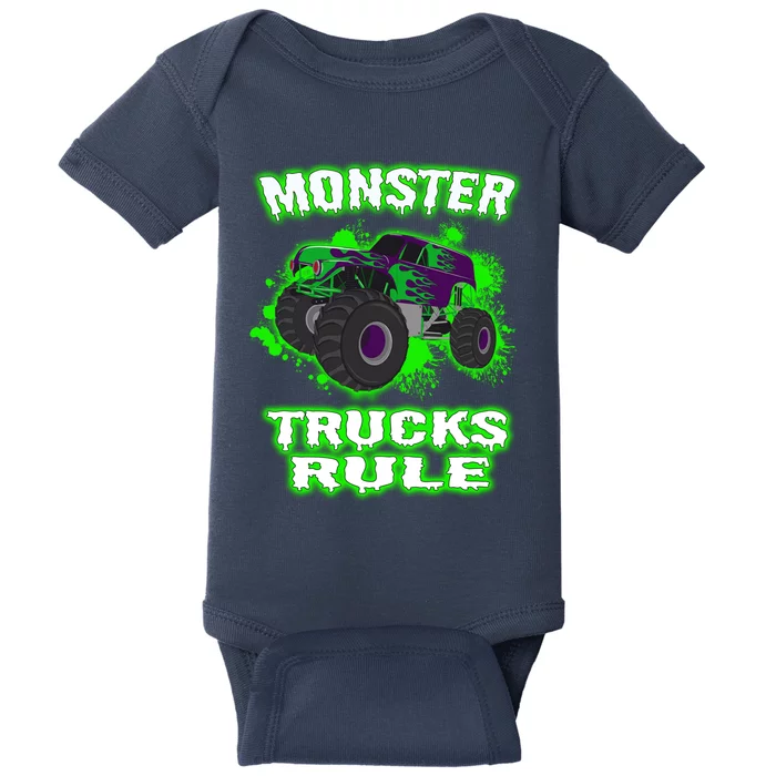 Awesome Monster Trucks Rule Baby Bodysuit