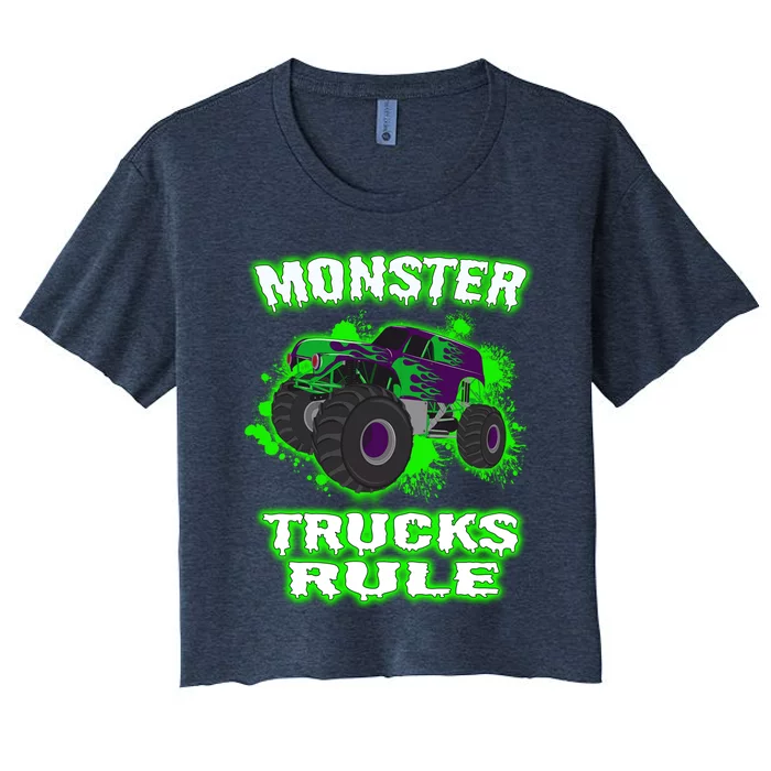 Awesome Monster Trucks Rule Women's Crop Top Tee