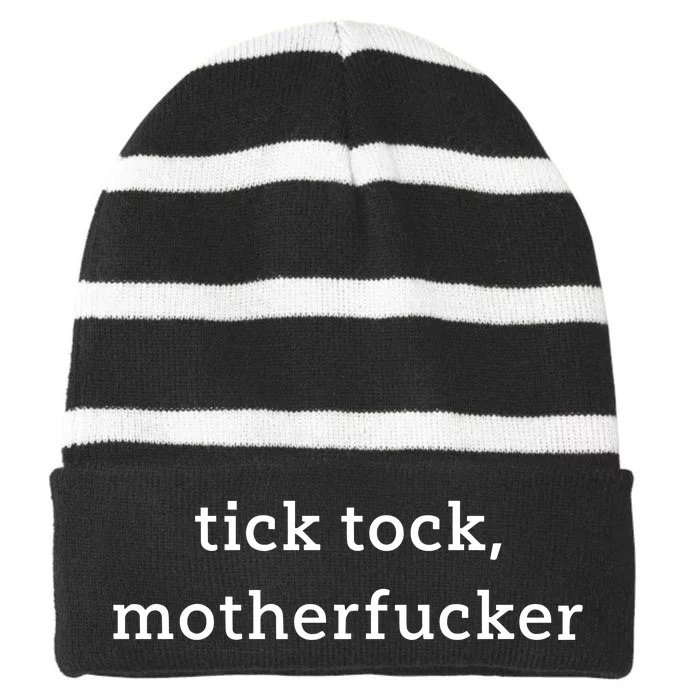 Anna Maltese Tick Tock Motherfucker Striped Beanie with Solid Band