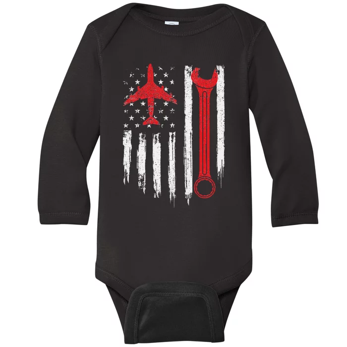 Airplane Mechanic Tools Aviation Technician Plane Lover Baby Long Sleeve Bodysuit