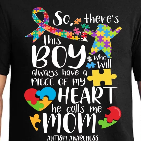 Autism Mom There's This He Calls Me Mom Autism Awareness Gift Pajama Set