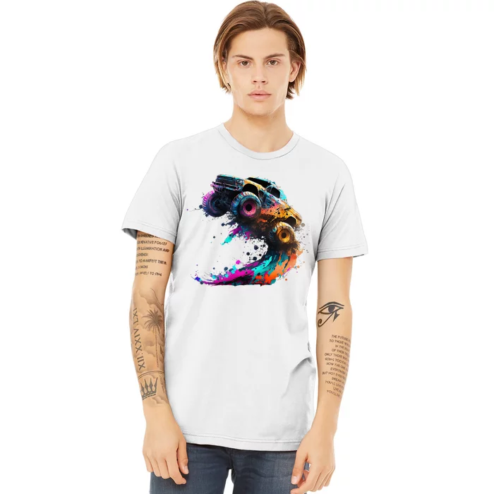 Airborne Monster Truck Jump Off Road Vehicle Colorful Dirt Premium T-Shirt