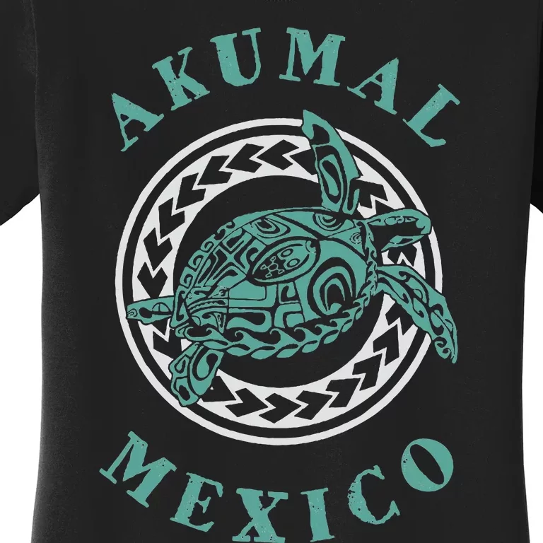 Akumal Mexico Tribal Tattoo Sea Turtle Women's T-Shirt