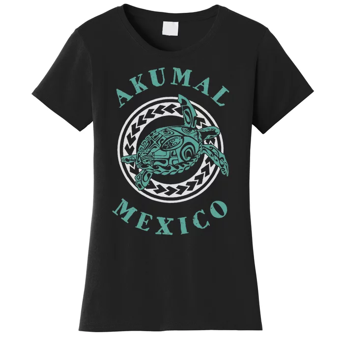 Akumal Mexico Tribal Tattoo Sea Turtle Women's T-Shirt