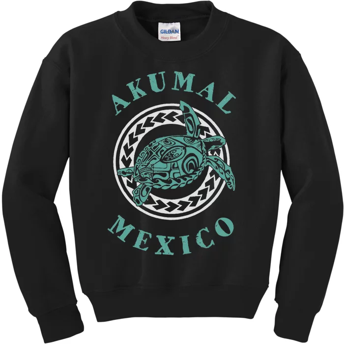 Akumal Mexico Tribal Tattoo Sea Turtle Kids Sweatshirt