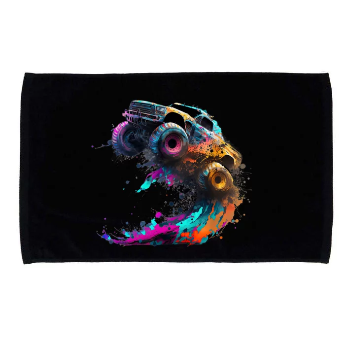 Airborne Monster Truck Jump Off Road Vehicle Colorful Dirt Microfiber Hand Towel