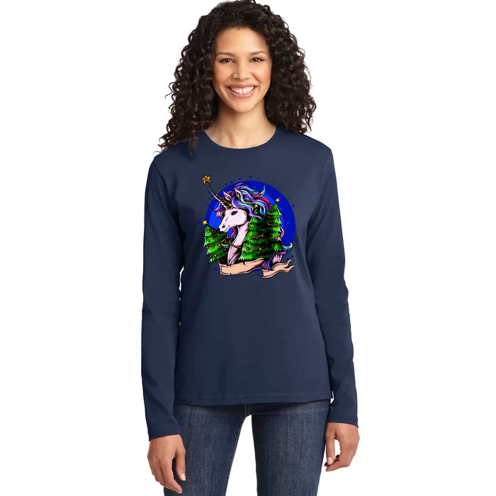 A Magical Unicorn Christmas Ladies Long Sleeve Shirt