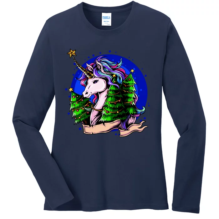 A Magical Unicorn Christmas Ladies Long Sleeve Shirt