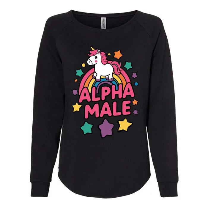 Alpha Male Unicorn Funny Embarrassing Joke Ironic Womens California Wash Sweatshirt