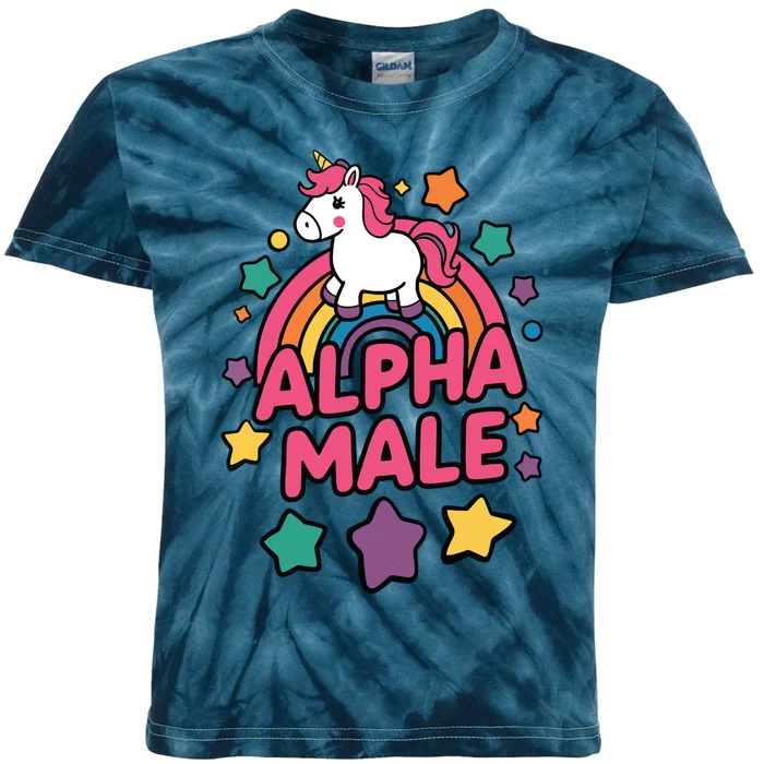 Alpha Male Unicorn Funny Embarrassing Joke Ironic Kids Tie-Dye T-Shirt