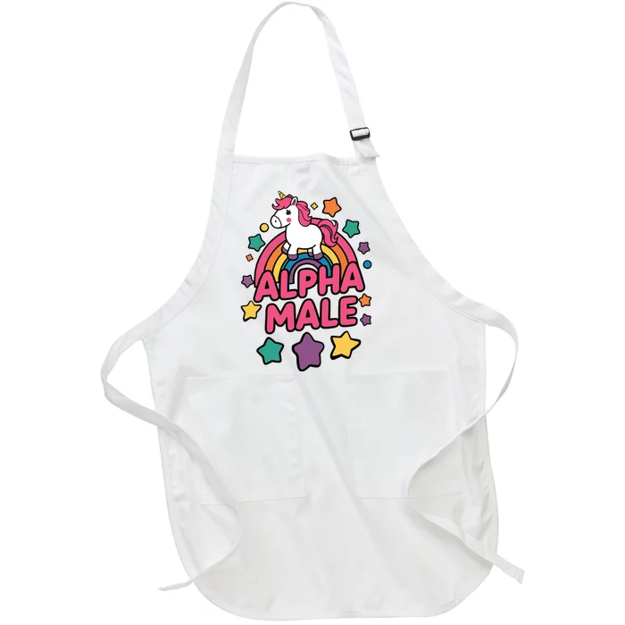 Alpha Male Unicorn Funny Embarrassing Joke Ironic Full-Length Apron With Pocket