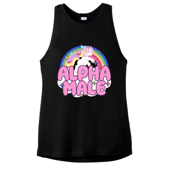 Alpha Male Unicorn Rainbow Ladies Tri-Blend Wicking Tank