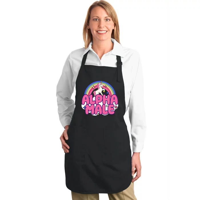 Alpha Male Unicorn Funny Sarcastic Ironic Weird Humor Full-Length Apron With Pocket