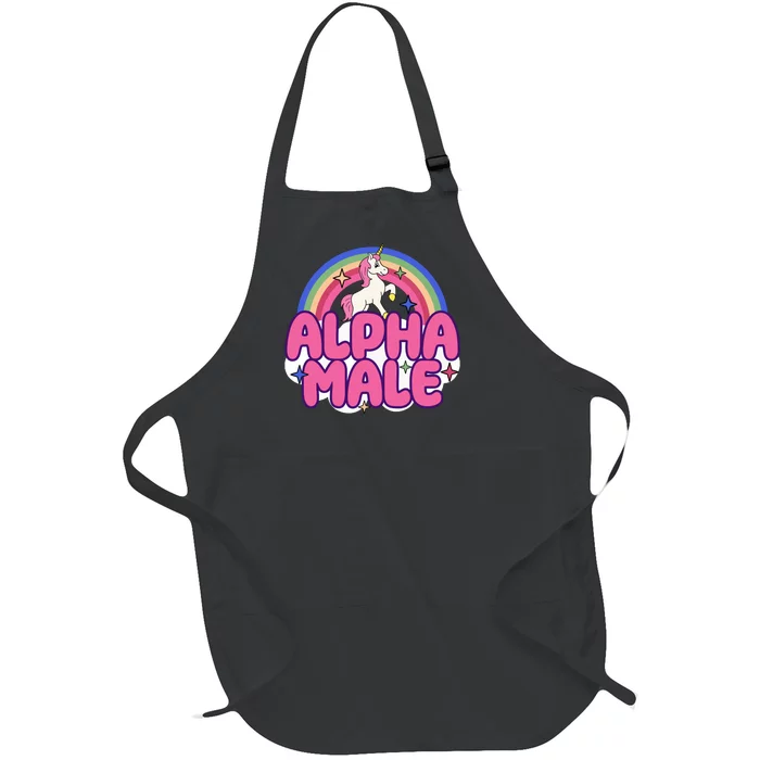 Alpha Male Unicorn Funny Sarcastic Ironic Weird Humor Full-Length Apron With Pocket