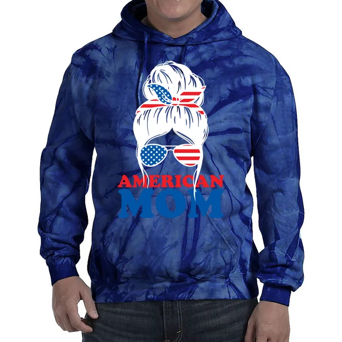 American Mom Usa Hair Bun Tie Dye Hoodie