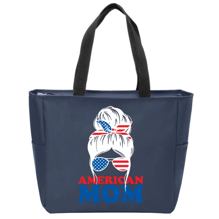 American Mom Usa Hair Bun Zip Tote Bag