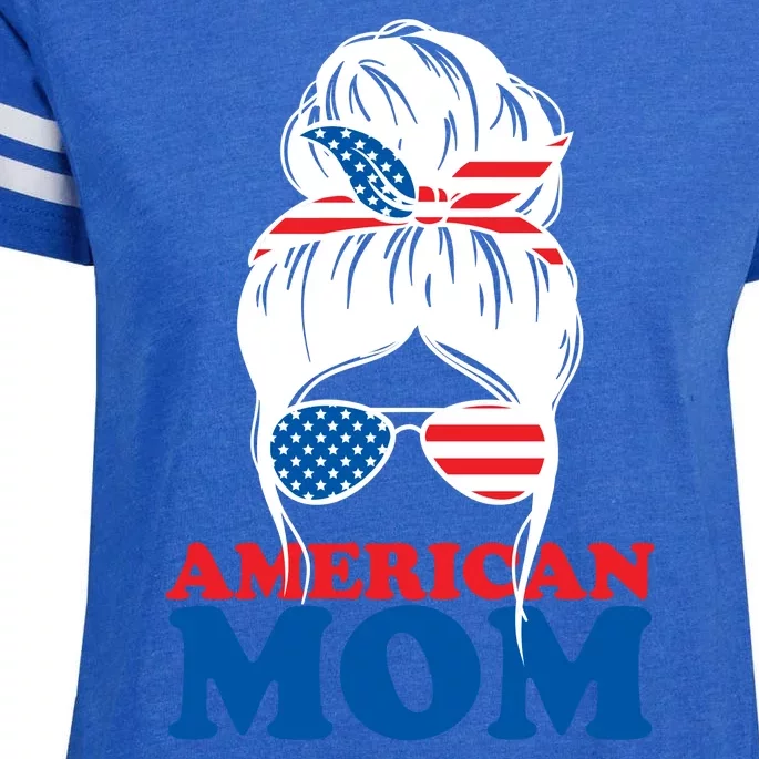 American Mom Usa Hair Bun Enza Ladies Jersey Football T-Shirt