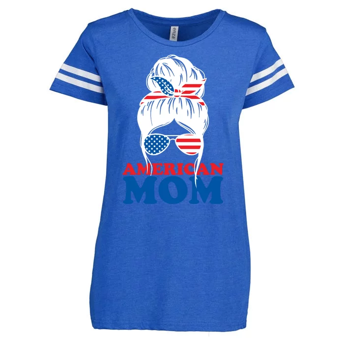 American Mom Usa Hair Bun Enza Ladies Jersey Football T-Shirt