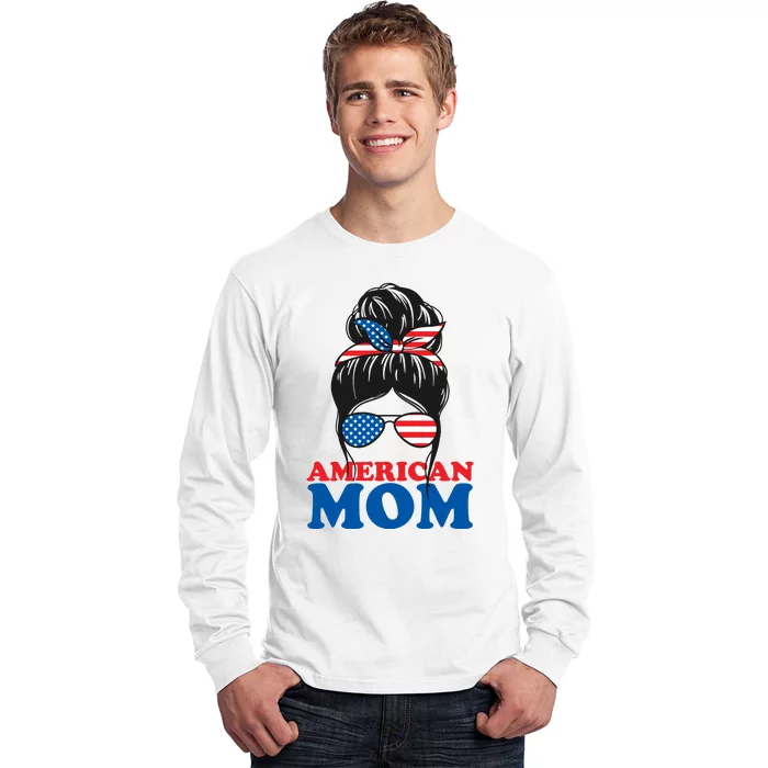 American Mom Usa Hair Bun Long Sleeve Shirt