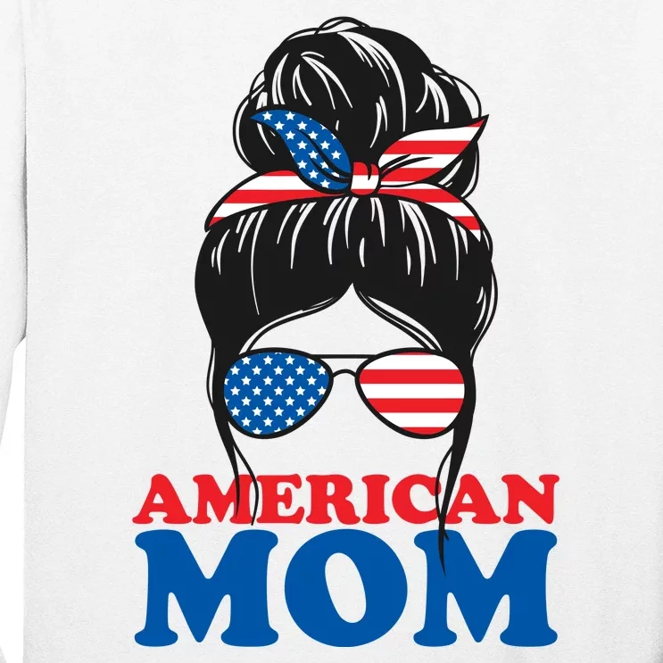 American Mom Usa Hair Bun Long Sleeve Shirt