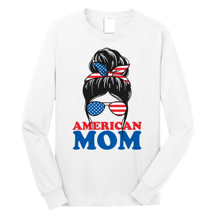 American Mom Usa Hair Bun Long Sleeve Shirt