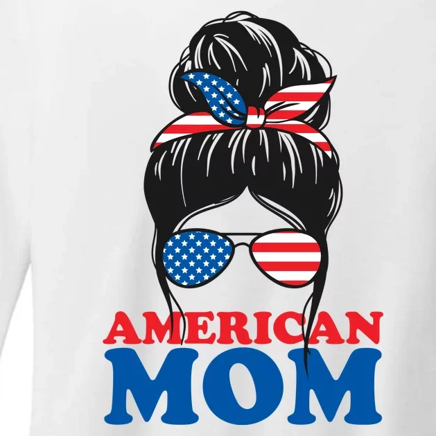 American Mom Usa Hair Bun Womens CVC Long Sleeve Shirt