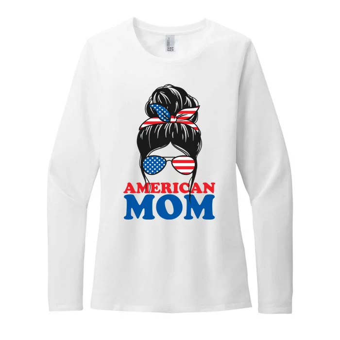 American Mom Usa Hair Bun Womens CVC Long Sleeve Shirt