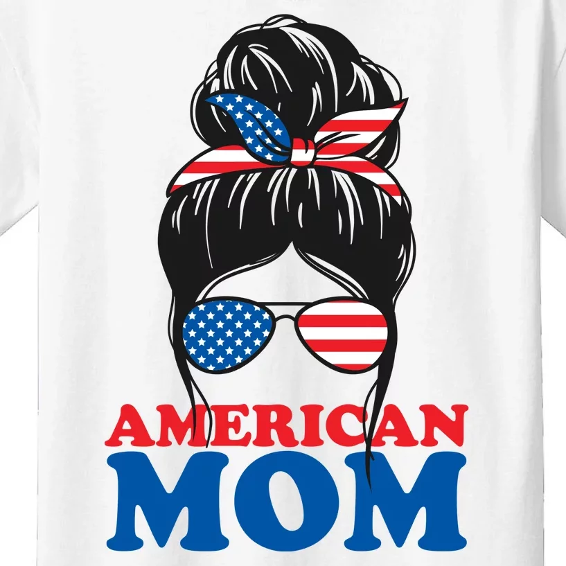 American Mom Usa Hair Bun Kids T-Shirt