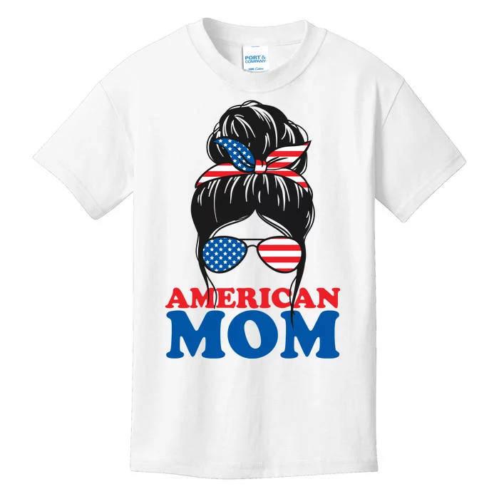 American Mom Usa Hair Bun Kids T-Shirt