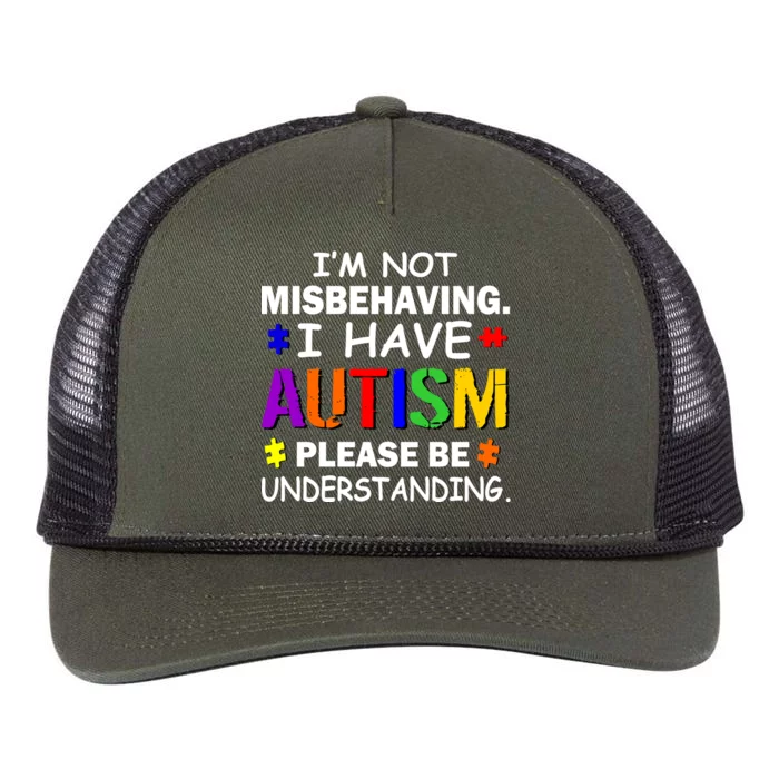 I'm Not Misbehaving I Have Autism Retro Rope Trucker Hat Cap