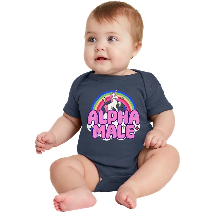 Alpha Male Unicorn Funny Sarcastic Ironic Weird Humor Baby Bodysuit