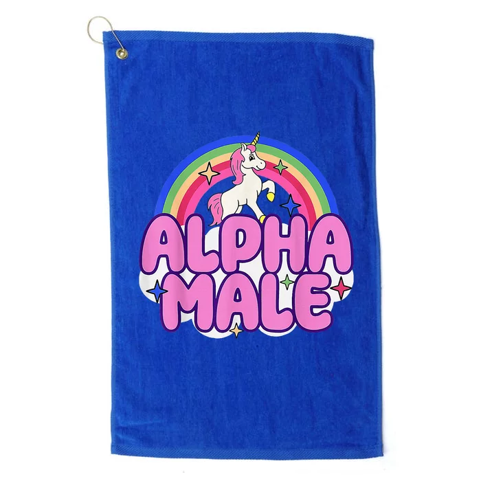 Alpha Male Unicorn Funny Sarcastic Ironic Weird Humor Platinum Collection Golf Towel