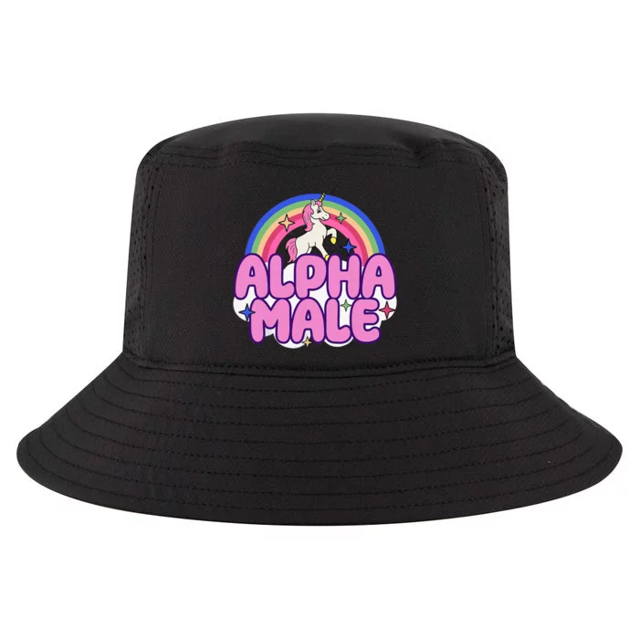 Alpha Male Unicorn Funny Sarcastic Ironic Weird Y2K Humor Cool Comfort Performance Bucket Hat