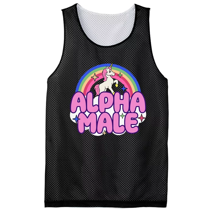 Alpha Male Unicorn Funny Sarcastic Ironic Weird Y2K Humor Mesh Reversible Basketball Jersey Tank