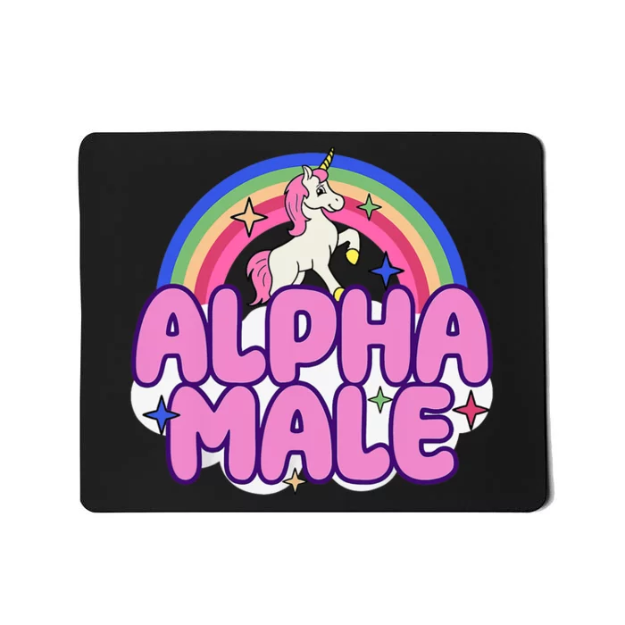 Alpha Male Unicorn Funny Sarcastic Ironic Weird Y2K Humor Mousepad