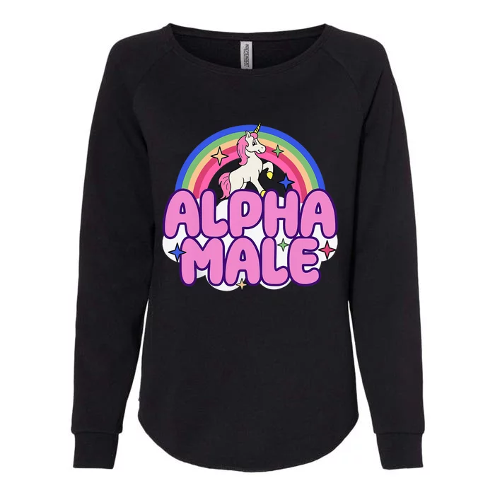 Alpha Male Unicorn Funny Sarcastic Ironic Weird Y2K Humor Womens California Wash Sweatshirt