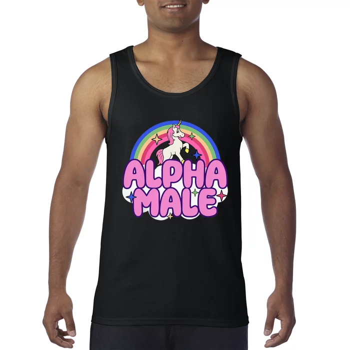 Alpha Male Unicorn Funny Sarcastic Ironic Weird Y2K Humor Tank Top