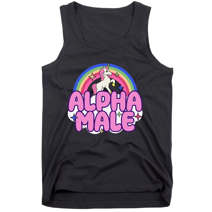 Alpha Male Unicorn Funny Sarcastic Ironic Weird Y2K Humor Tank Top