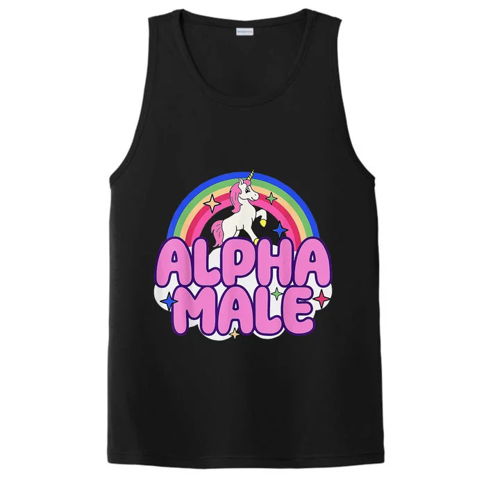 Alpha Male Unicorn Funny Sarcastic Ironic Weird Humor Performance Tank