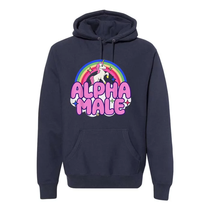 Alpha Male Unicorn Funny Sarcastic Ironic Weird Humor Premium Hoodie