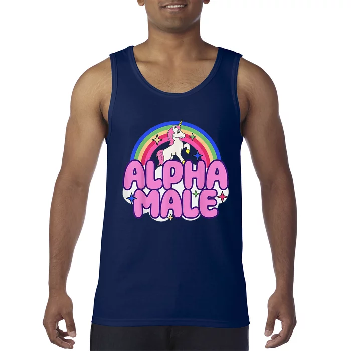 Alpha Male Unicorn Funny Sarcastic Ironic Weird Humor Tank Top