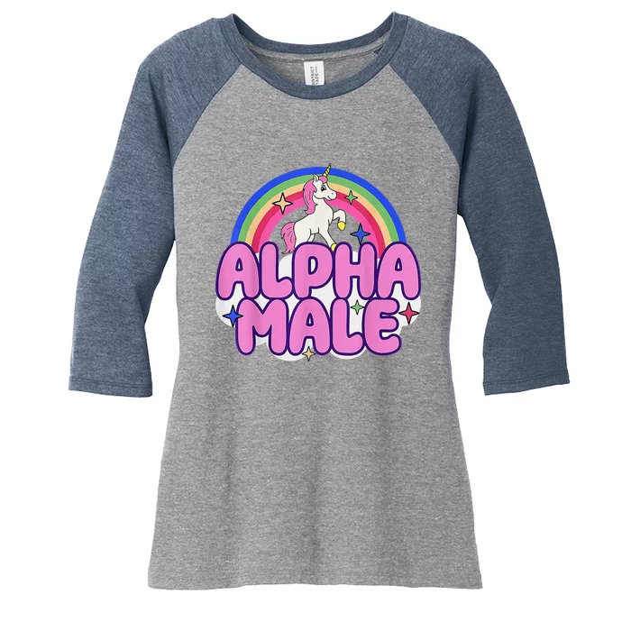 Alpha Male Unicorn Funny Sarcastic Ironic Weird Humor Women's Tri-Blend 3/4-Sleeve Raglan Shirt