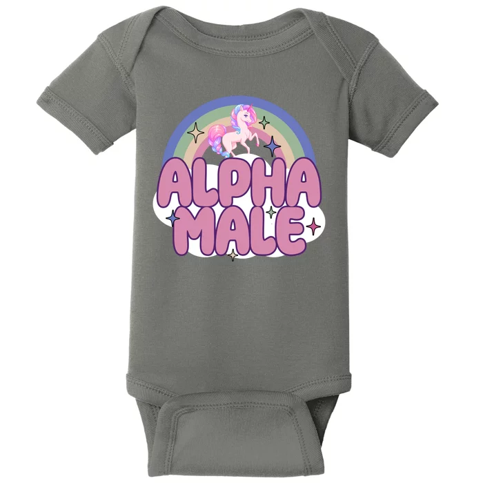 Alpha Male Unicorn Rainbow Funny Baby Bodysuit