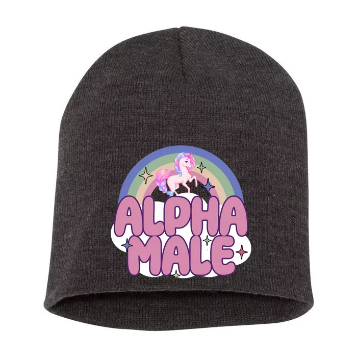 Alpha Male Unicorn Rainbow Funny Short Acrylic Beanie