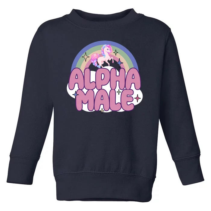 Alpha Male Unicorn Rainbow Funny Toddler Sweatshirt