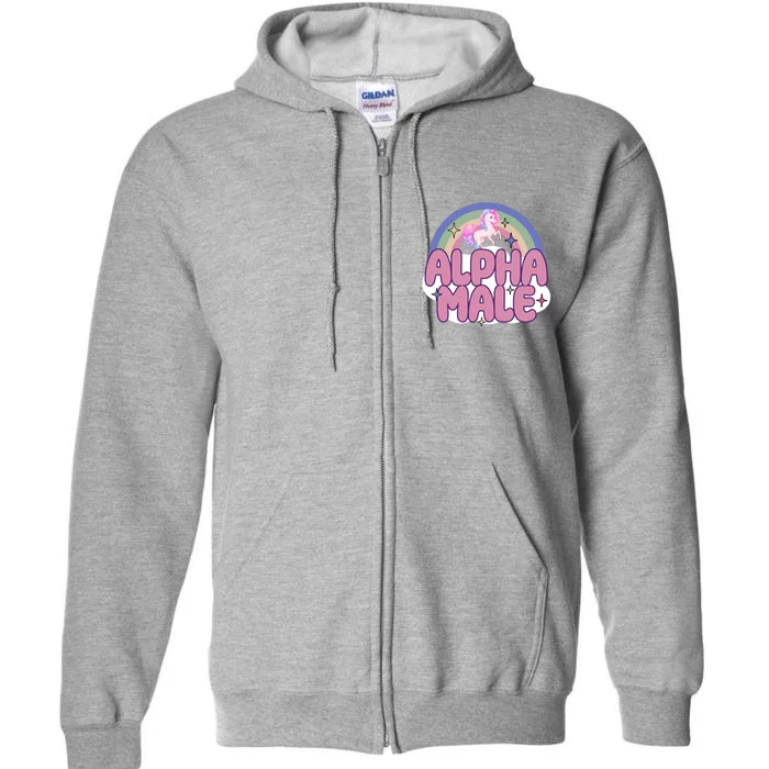 Alpha Male Unicorn Rainbow Funny Full Zip Hoodie