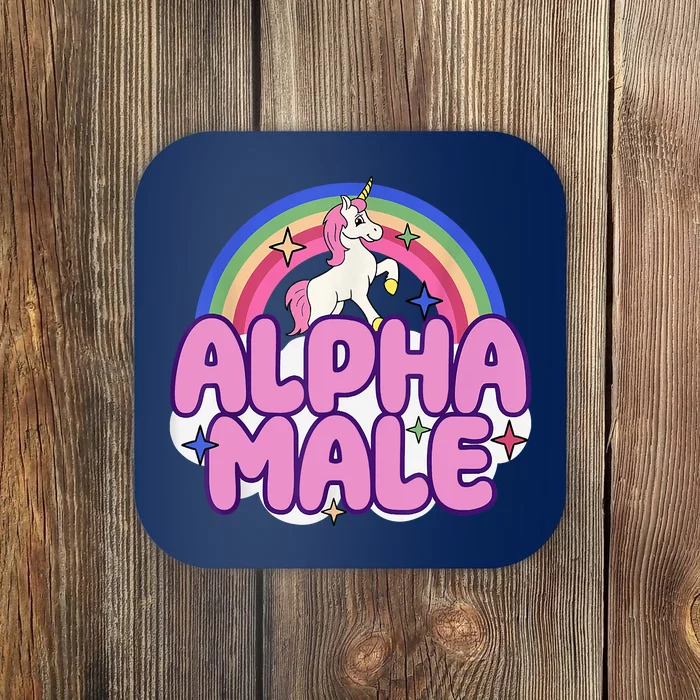 Alpha Male Unicorn Funny Sarcastic Ironic Weird Humor Coaster